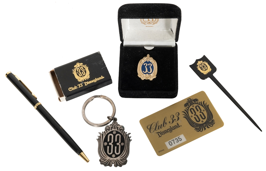  Lot of 6 Club 33 Souvenirs. Includes keychain, pin with ori...
