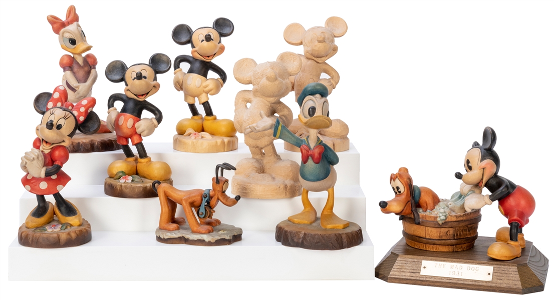  ANRI Lot of Nine Handcrafted Wooden Disney Figurines. Val G...