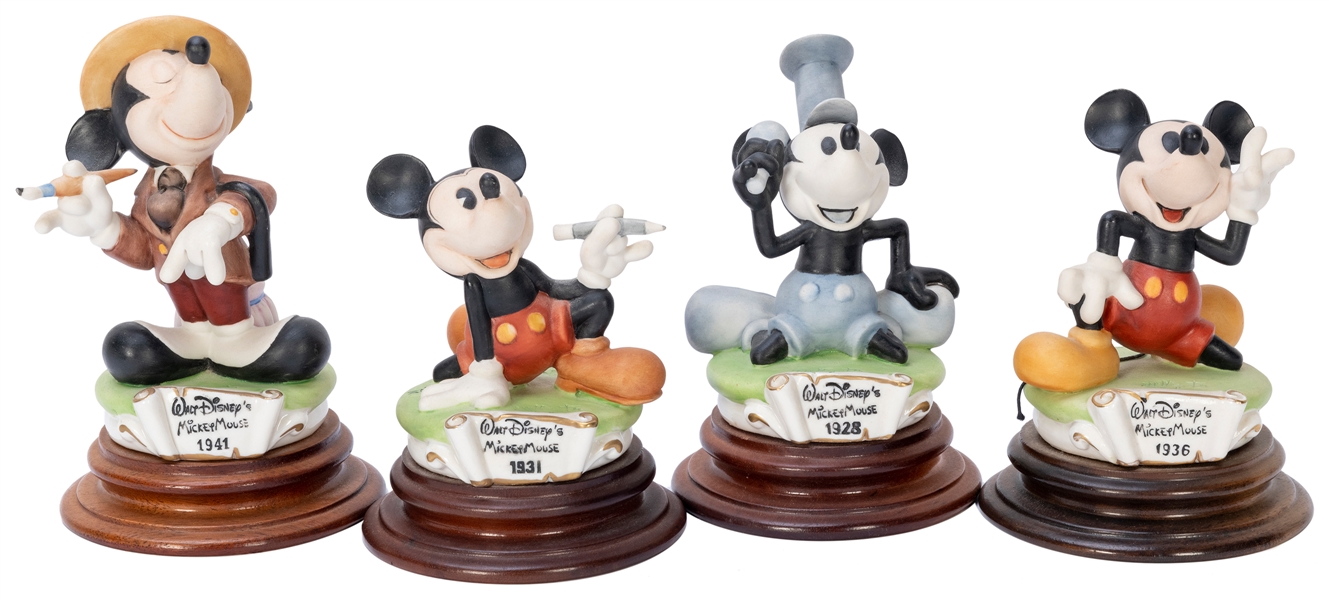  Lot of Capodimonte Mickey Mouse Figures. Italy. Four figure...