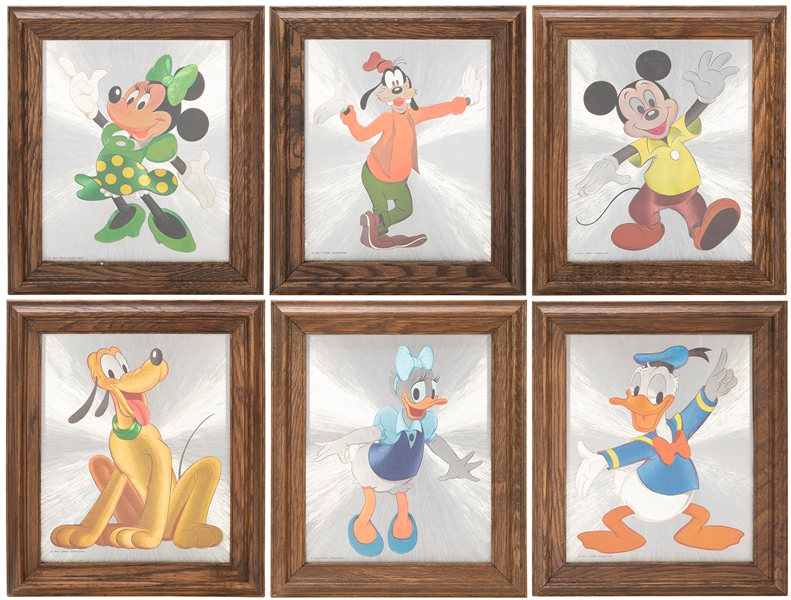  Lot of Disney Character Framed Metallic / Foil Portrait Pri...