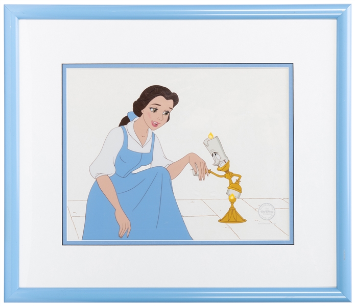  Beauty and the Beast Belle and Lumiere Animation Cel. Hand-...