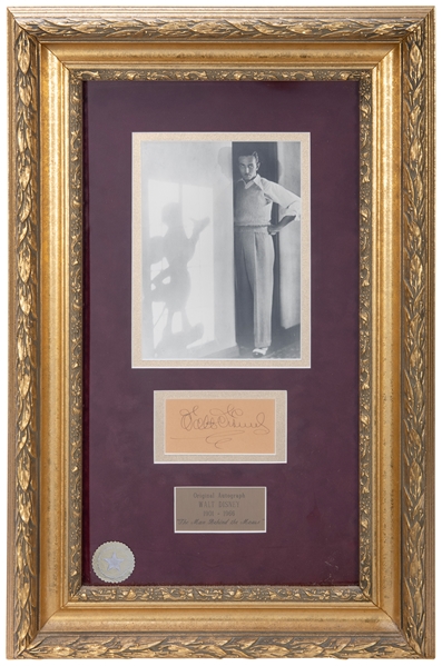  Framed Walt Disney Autograph Display. Clipped signature of ...
