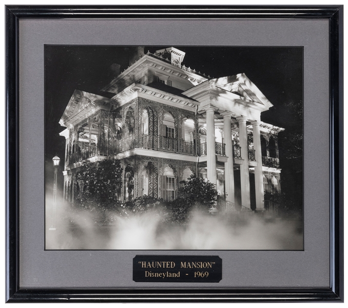  The Haunted Mansion. Black and white photograph depicts Dis...