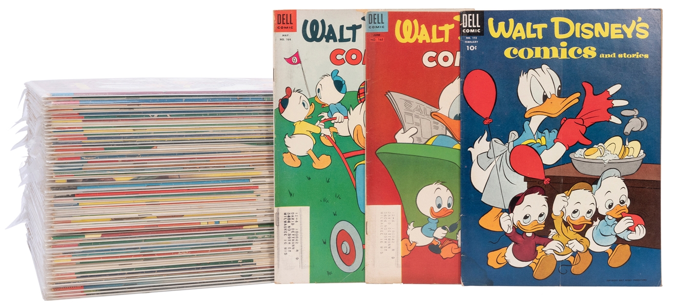  Lot of 55 Walt Disney Comics. New York: Dell Comics, ca. 19...