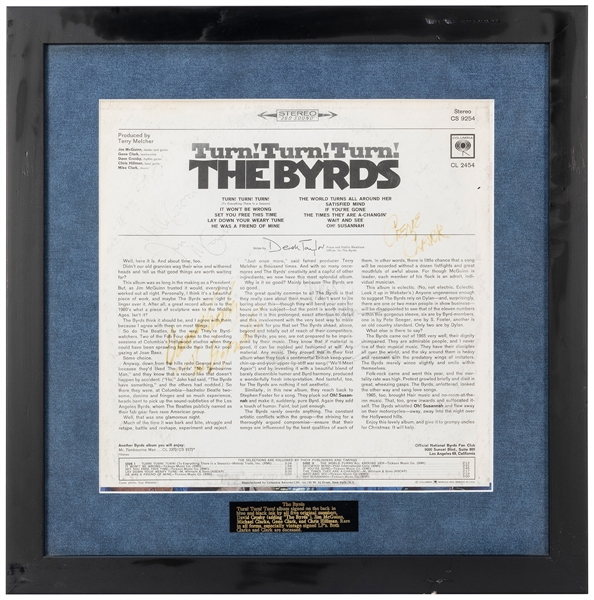  The Byrds Turn! Turn! Turn! Album Display. Signed by David ...