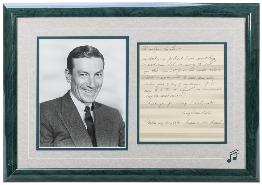  Hoagy Carmichael Autograph Letter Signed. [N.d.] On a sheet...