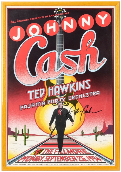  Johnny Cash Concert Poster. 1994. Colorful signed concert p...
