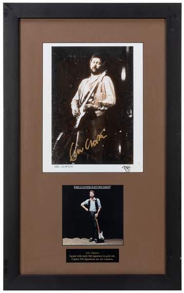  Eric Clapton Publicity Still Display. Signed in gold ink. M...