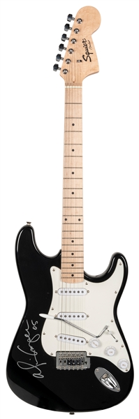  Alice Cooper Electric Guitar. Black Fender Squier Stratocas...