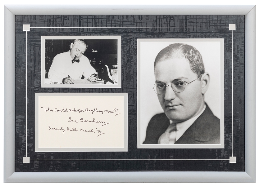  Ira Gershwin Autograph Quotation Signed. Beverly Hills, 197...