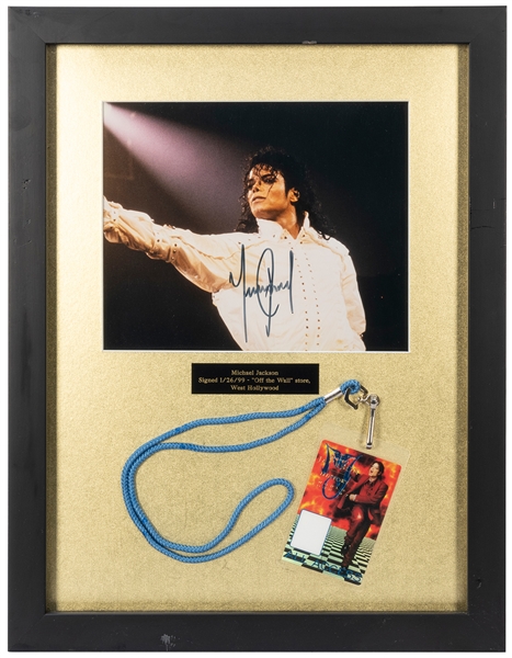  Michael Jackson Photo Display. 1999. Photograph signed in b...