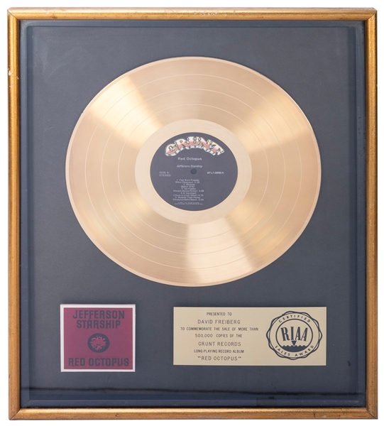  Jefferson Starship Red Octopus Gold Record. Presented to gu...