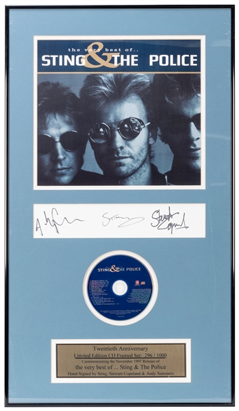  Sting and the Police Signed Display. 1997. Framed compact d...