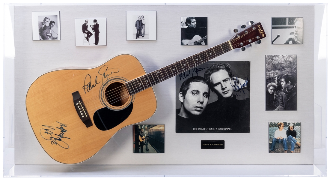  Simon and Garfunkel Acoustic Guitar and Album Display. Carl...