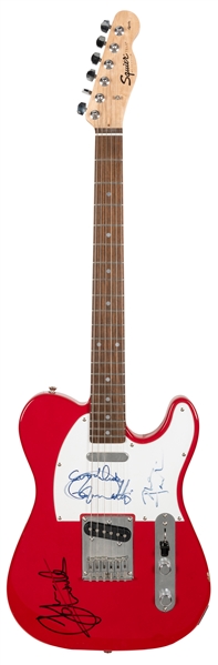  The Who Electric Guitar. Red Fender Squier Telecaster signe...
