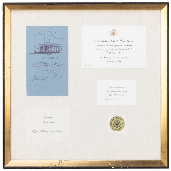  An Evening at the White House Display Signed by Johnny Cash...
