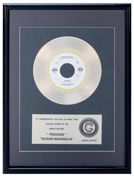  Grateful Dead Truckin’ / Sugar Magnolia Gold Record. Presse...