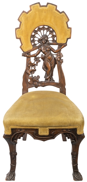  An Art Nouveau / Jugendstil Carved Chair. Late 19th/early 2...