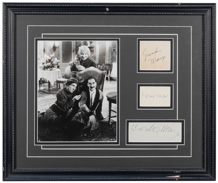  The Marx Brothers Autograph Display. Signatures of Groucho,...