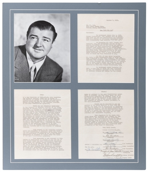  Lou Costello Signed Three-Page “I’m the Law” Contract. Beve...