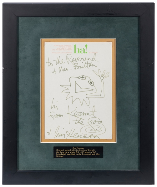  Jim Henson Letter Display. Signed and inscribed original do...
