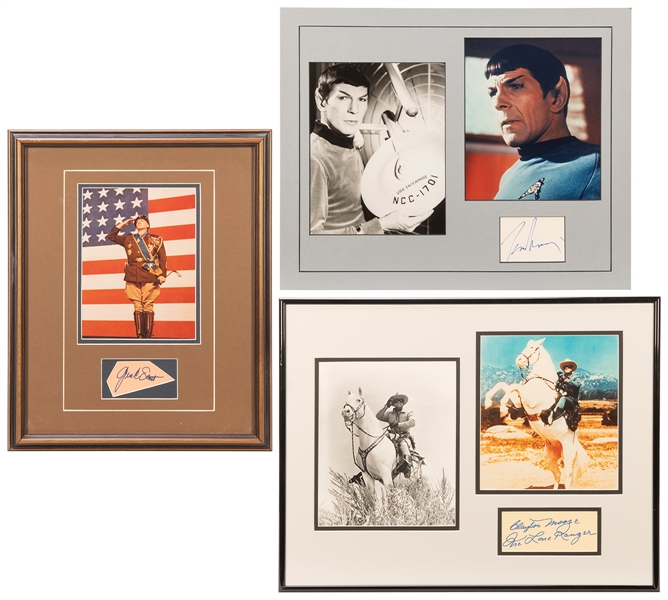  Eight Autograph Displays of Actors and Entertainers. Matted...