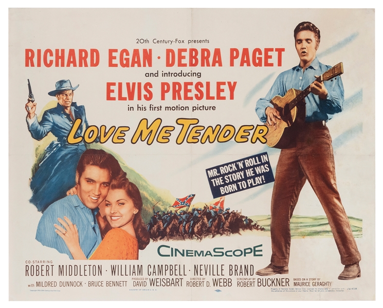  Love Me Tender. 20th Century Fox, 1956. Half sheet (22 x 28...