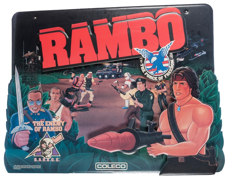  Coleco Rambo “Force of Freedom” In-Store Display Sign. 1985...