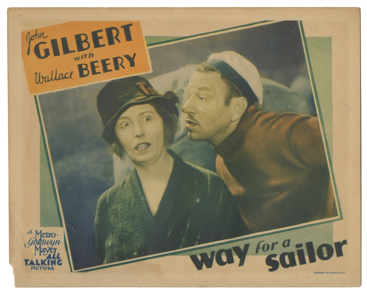  Way for a Sailor. MGM, 1930. Lobby card (11 x 14”) for the ...