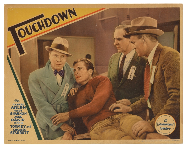  [FOOTBALL] Touchdown. Paramount, 1931. Lobby card (11 x 14”...