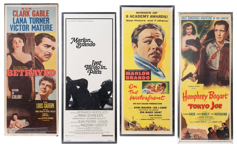  Four Insert Movie Posters featuring Bogart, Brando, and Gab...