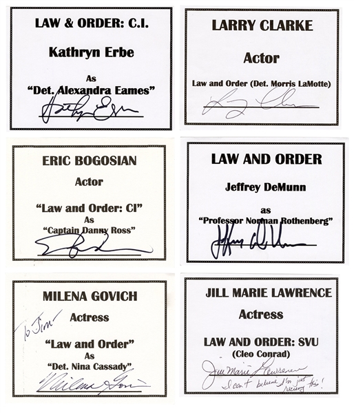  Collection of “Law and Order” Autographs. From the Jim Weav...