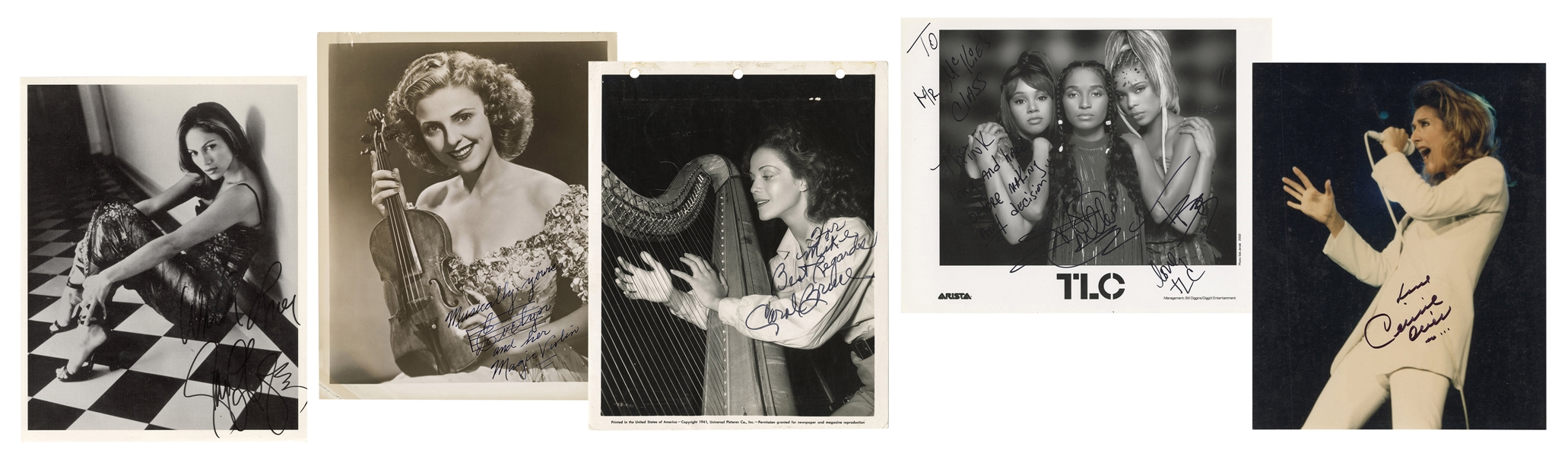  Collection of Autographed Photos of Female Musicians and Si...