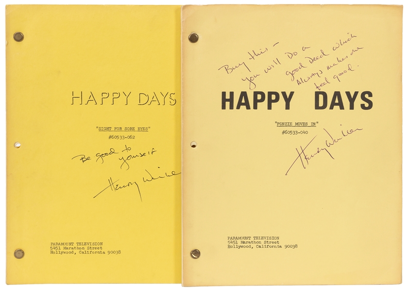 [HAPPY DAYS]. Pair of Shooting Scripts Inscribed by Henry W...