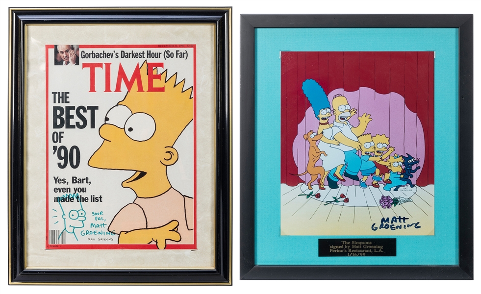  [The Simpsons] Pair of Matt Groening Signed Items. Includes...