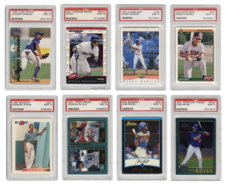  [BASEBALL]. Group of 22 PSA Mint Graded Baseball Cards. 199...