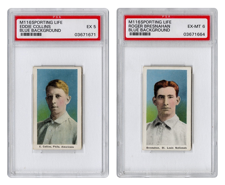  [BASEBALL]. Pair of M116 Sporting Life Blue Background Card...