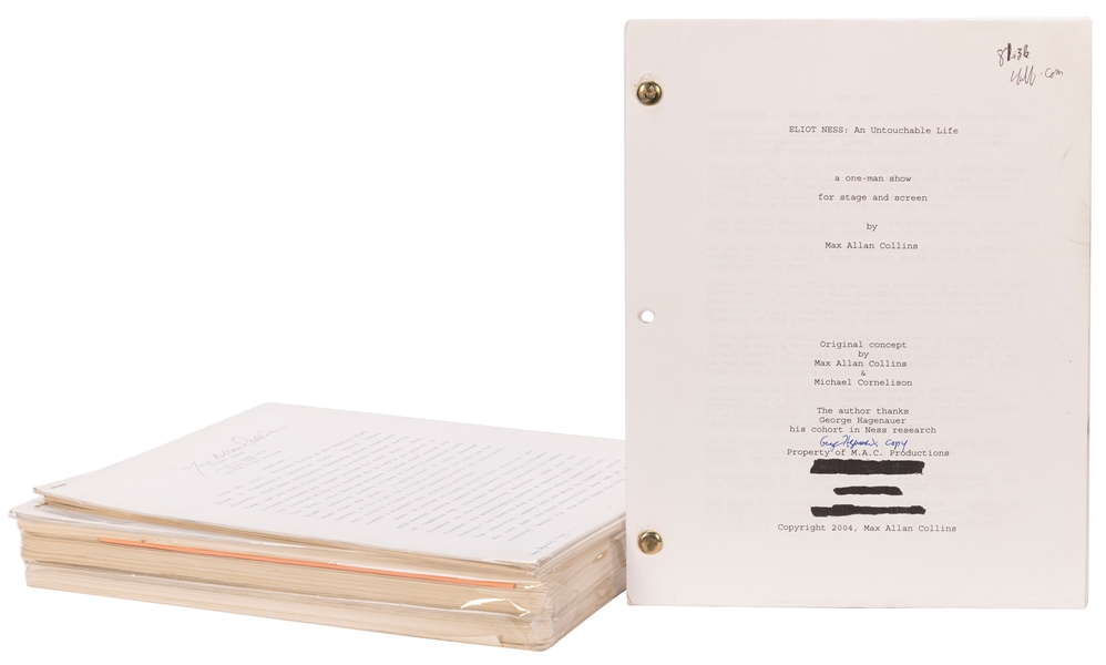  COLLINS, Max Allan. Eliot Ness Related Manuscripts. Typescr...