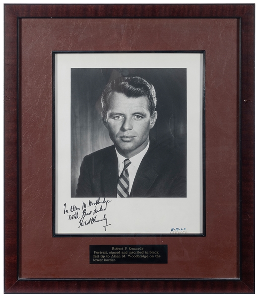  Robert F. Kennedy Signed Photograph. Black and white photog...