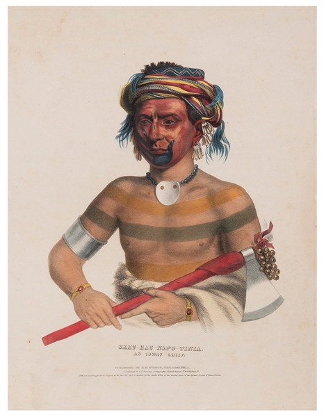  [McKENNEY & HALL]. Shau–Hau–Napo–Tinia: An Ioway Chief. Phi...