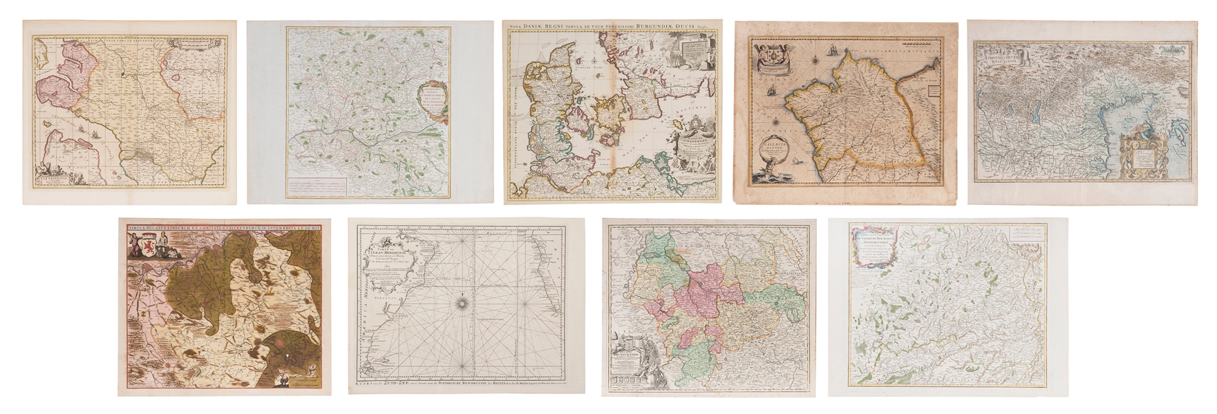  [CARTOGRAPHY]. A group of 9 engraved maps, including: MAGIN...