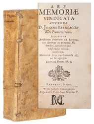  BRANCACCI, Giovanni. Ars Memoriae Vindicata. Palermo: Joseph...