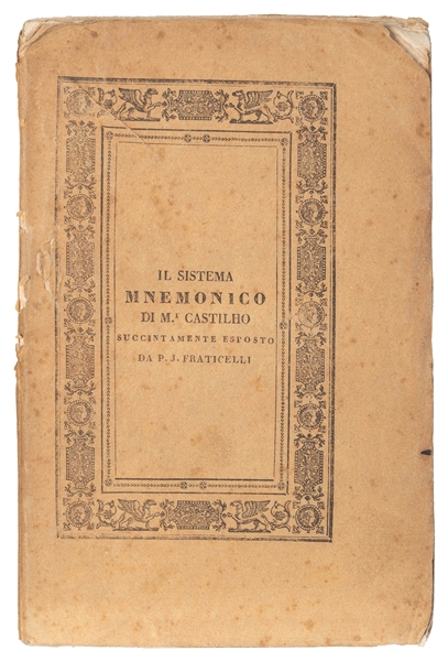  FRATICELLI, Pietro (Italian, 1803-1866). Il Sistema Mnemoni...