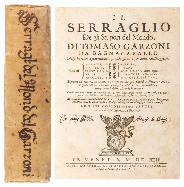  GARZONI, Tommaso (Italian, 1549-1589). Il Serraglio de Gli ...