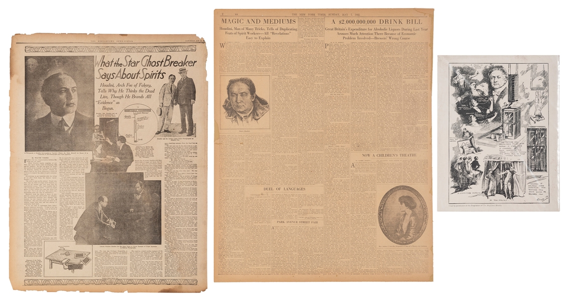  [HOUDINI] Three Houdini Newspaper Features. Including full ...