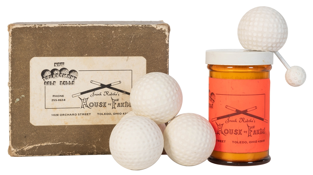  Fakini Golf Balls. Toledo: House of Fakini, 1980s. A set of...