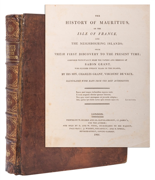  GRANT, Charles (1749–c. 1818). The History of Mauritius, or...