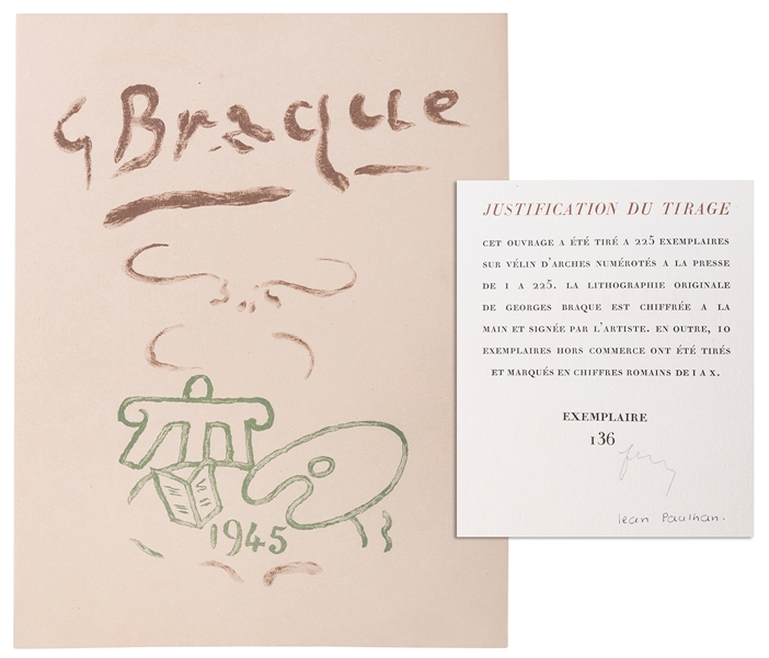  BRAQUE, Georges, artist (1882–1963). –– PAULHAN, Jean. Braq...
