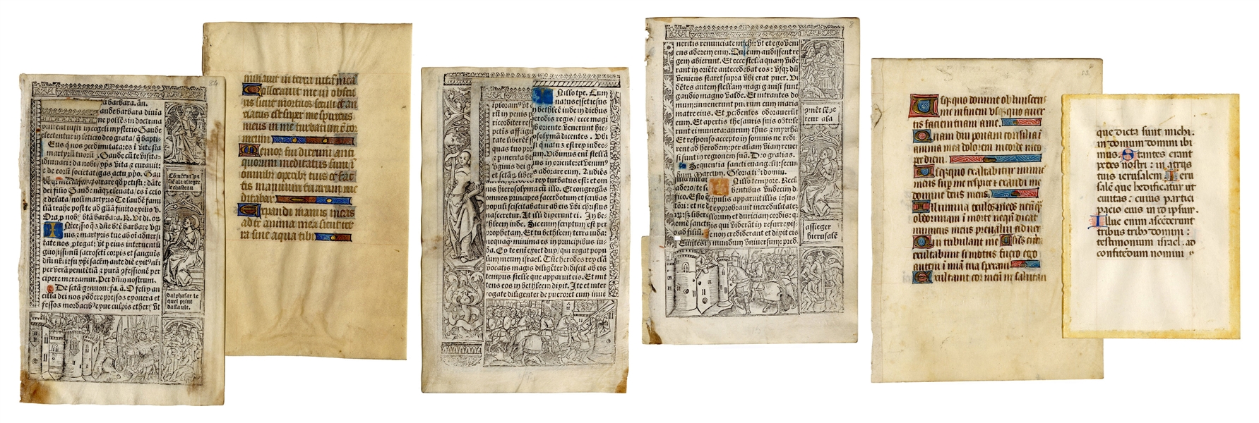  [BIBLE – HORAE LEAVES]. A group of 6 leaves on vellum from ...