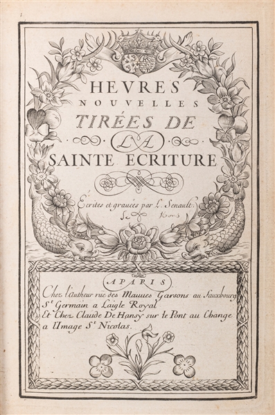 [HORAE]. SENAULT, Louis, engraver (fl. 1669–81). Heures Nou...